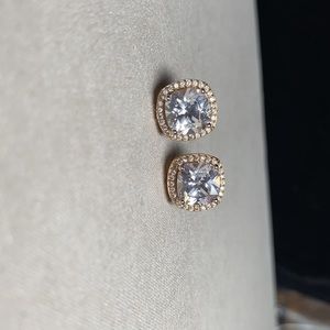 Faux diamond gold earrings
